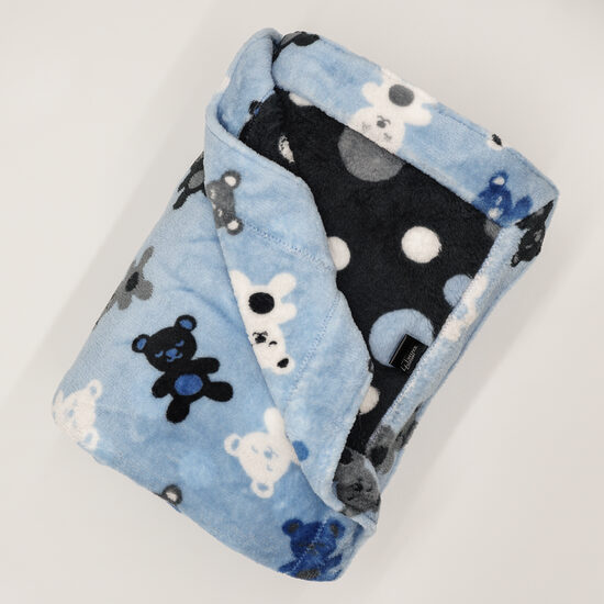 Flīsa pleds - Lāči uz zila fona