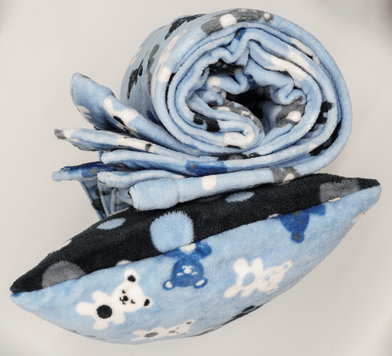 Fleece blanket and pillow set - Bears on a blue background