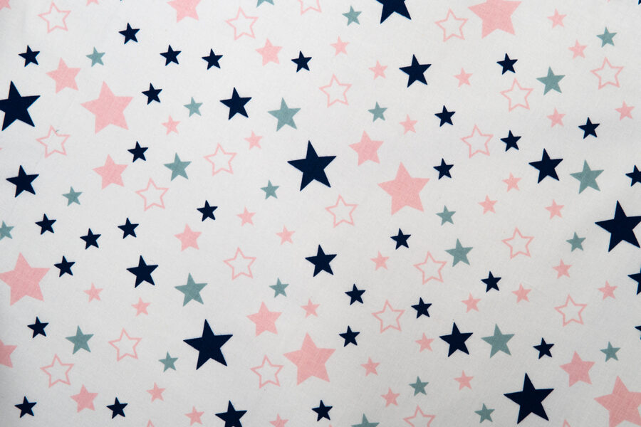 Stars (pink, grey) on a white background