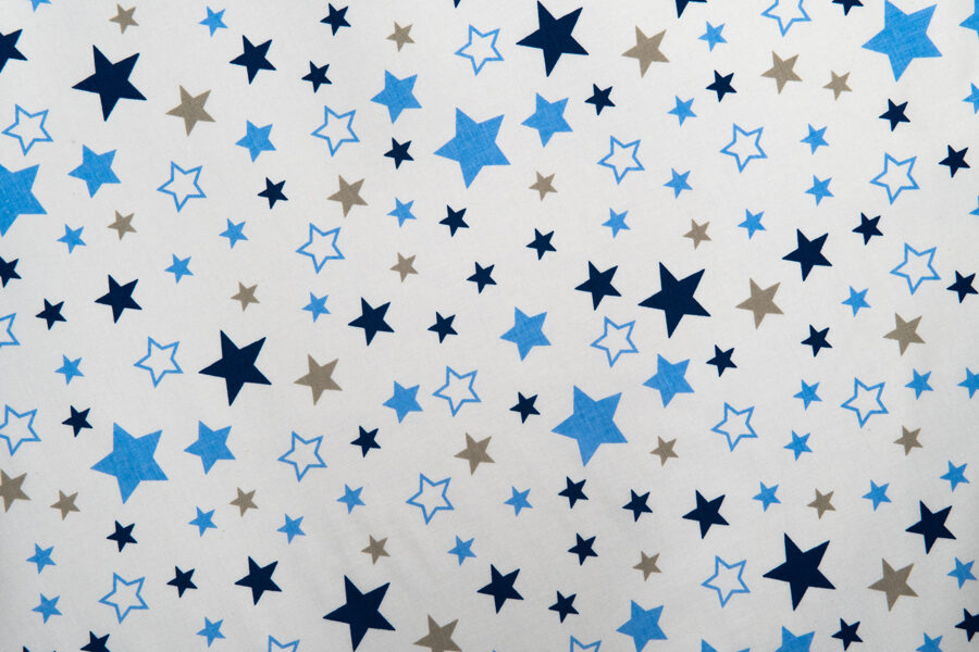 Stars (blue, grey) on a white background