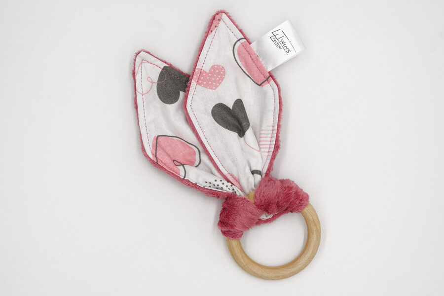 Bunny teether - Pink hearts