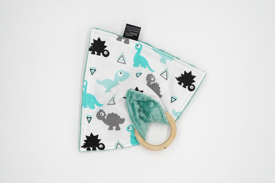 Square with teether - Green dinosaurs