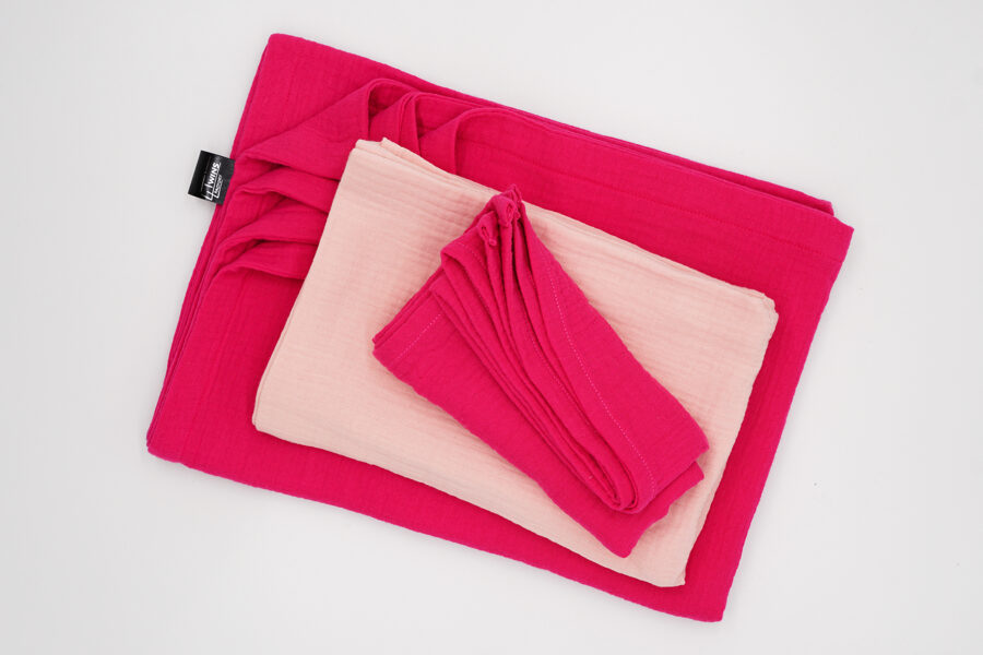 Muslin pads and blanket kit - Salmon, Fuchsia