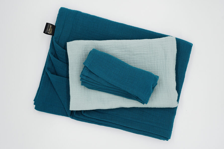 Muslin pads and blanket kit - Mint, Petrol